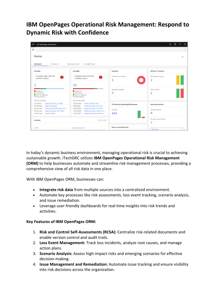 ibm openpages operational risk management respond