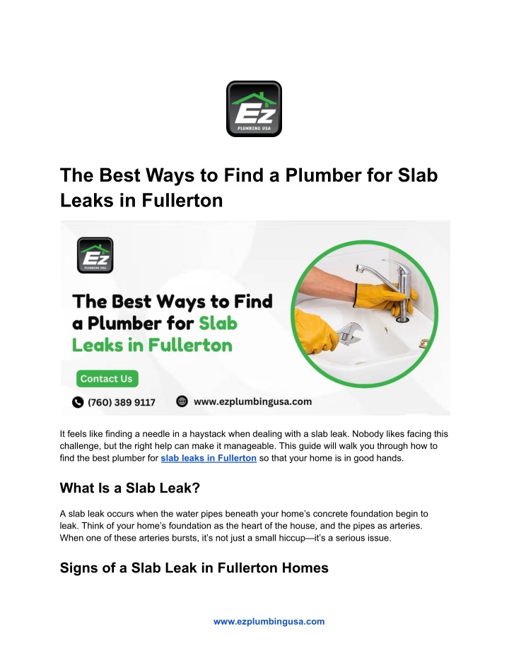 the best ways to find a plumber for slab leaks