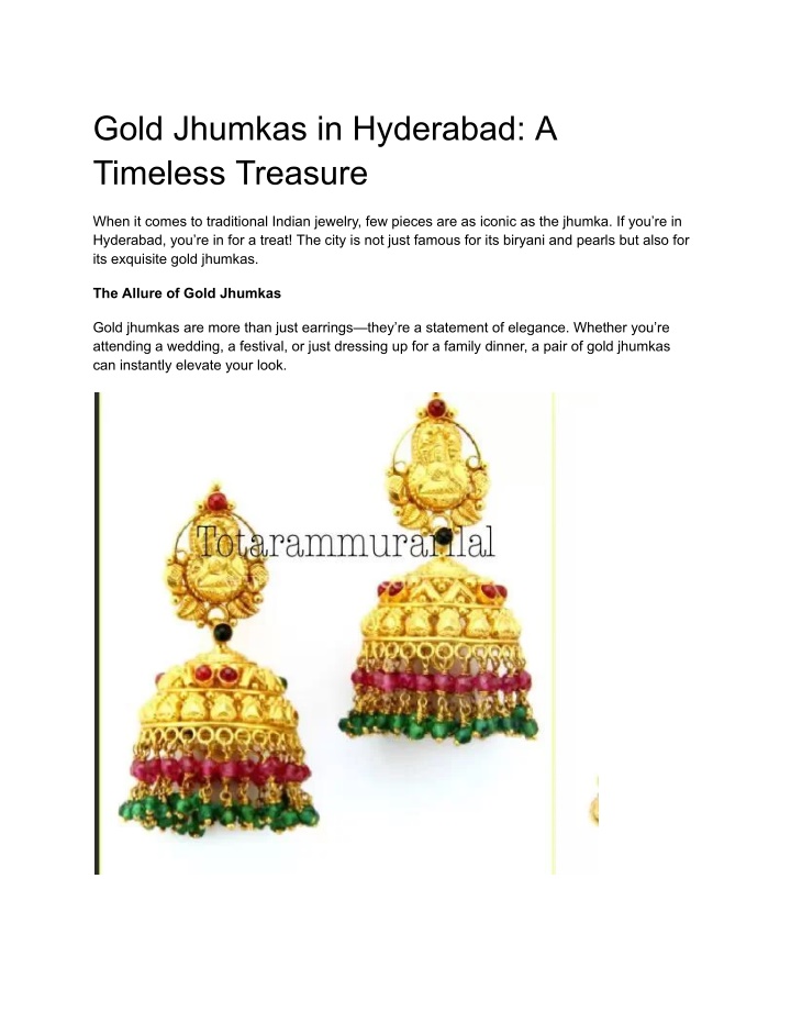 gold jhumkas in hyderabad a timeless treasure