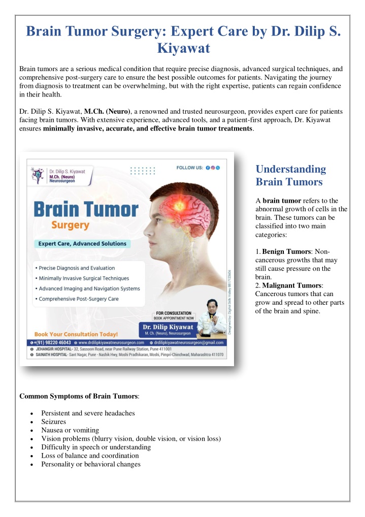 brain tumor surgery expert care by dr dilip