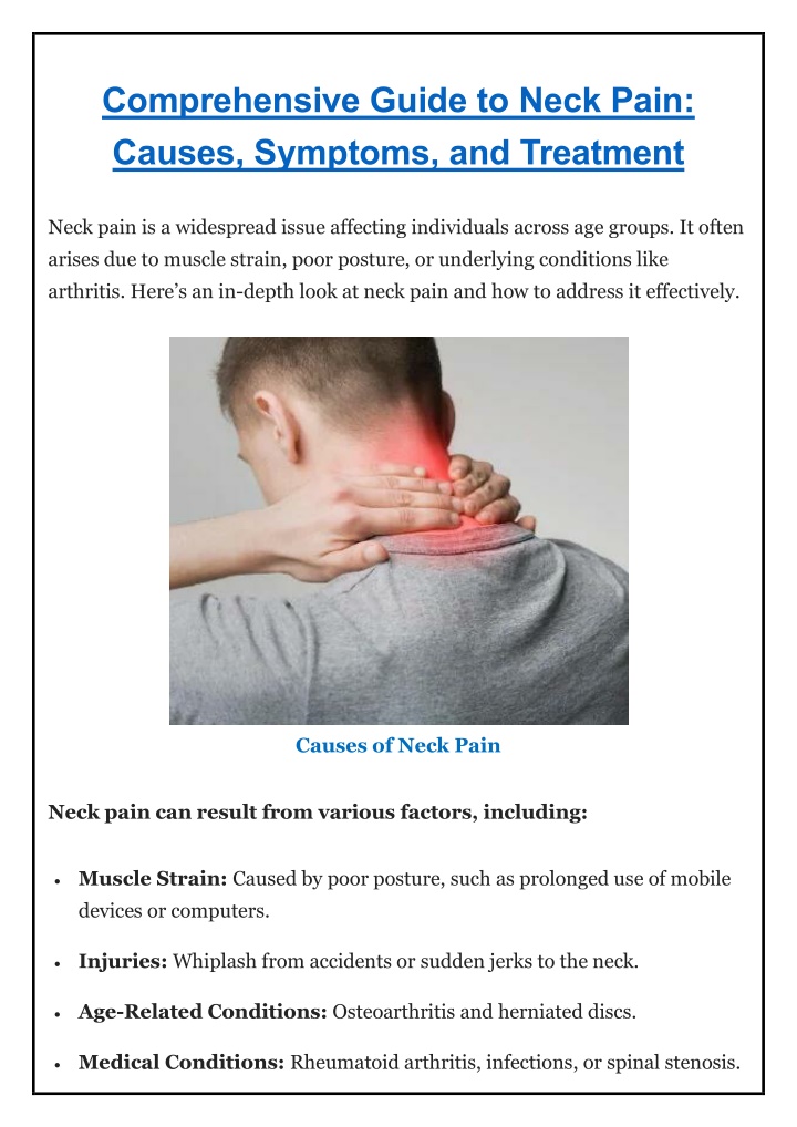 comprehensive guide to neck pain causes symptoms