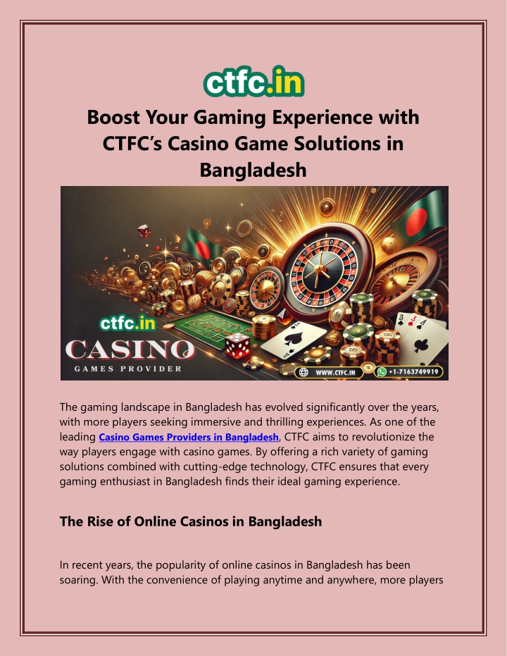 boost your gaming experience with ctfc s casino