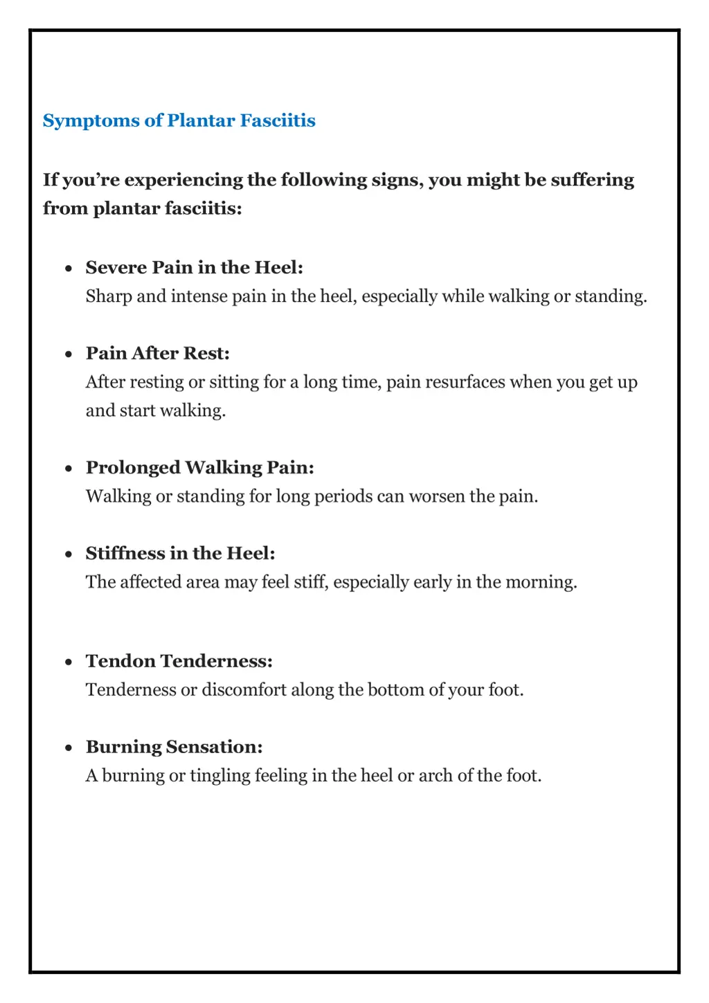 symptoms of plantar fasciitis