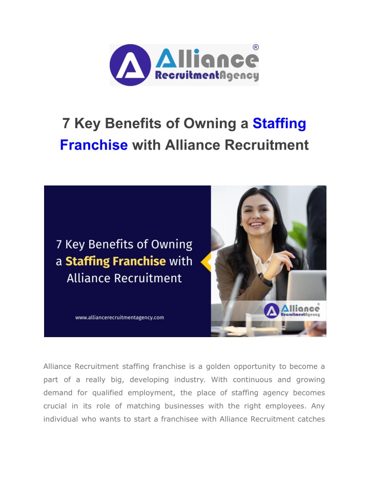 7 key benefits of owning a staffing franchise