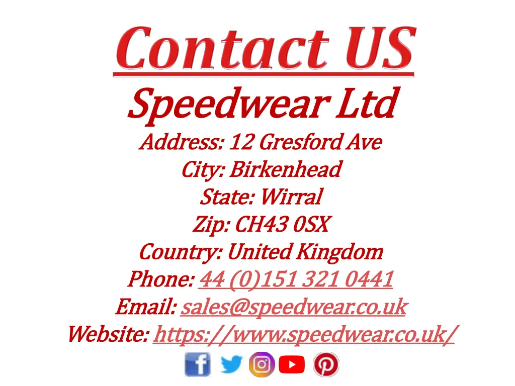 speedwear speedwear ltd address 12 address