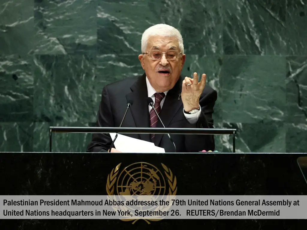 palestinian president mahmoud abbas addresses