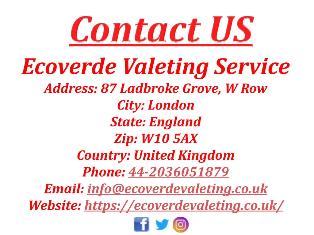 ecoverde valeting service address 87 ladbroke