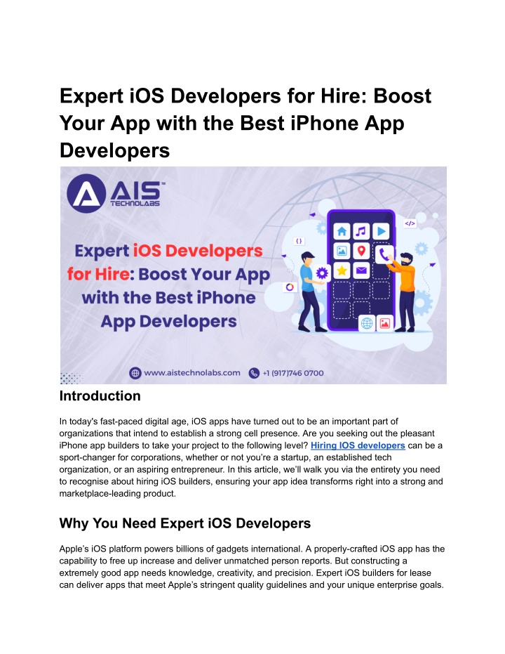 expert ios developers for hire boost your