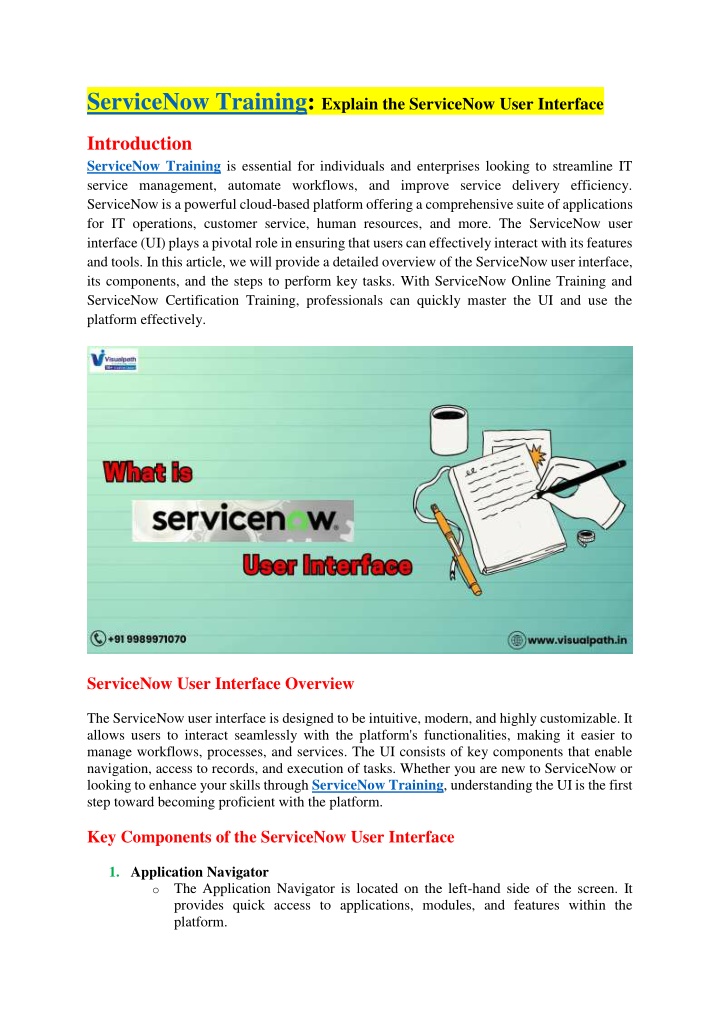 servicenow training explain the servicenow user