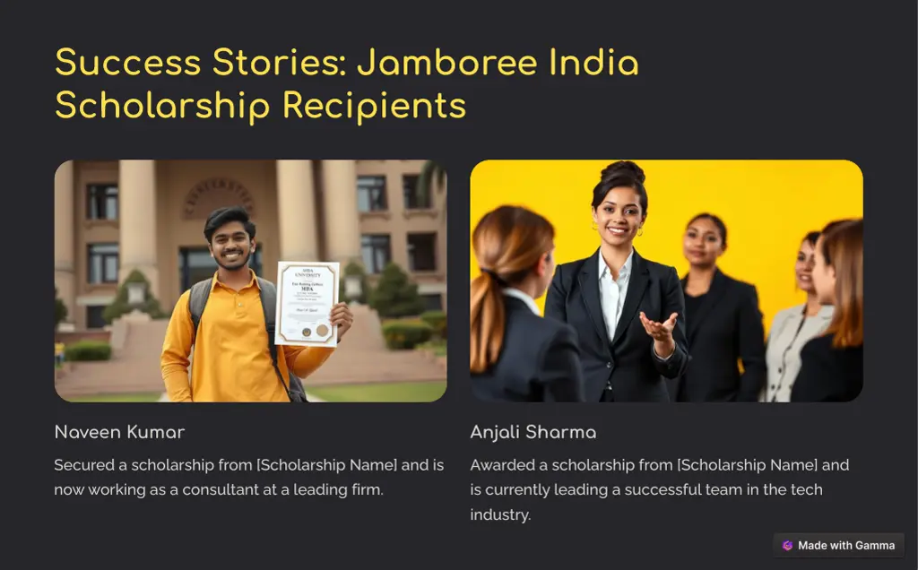 success stories jamboree india scholarship