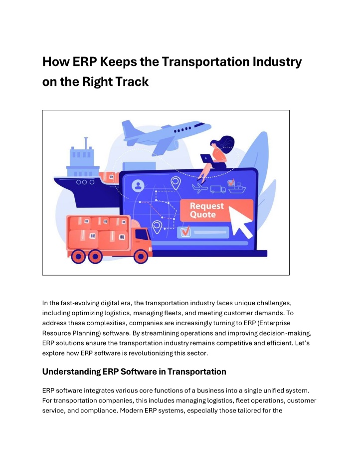 how erp keeps the transportation industry