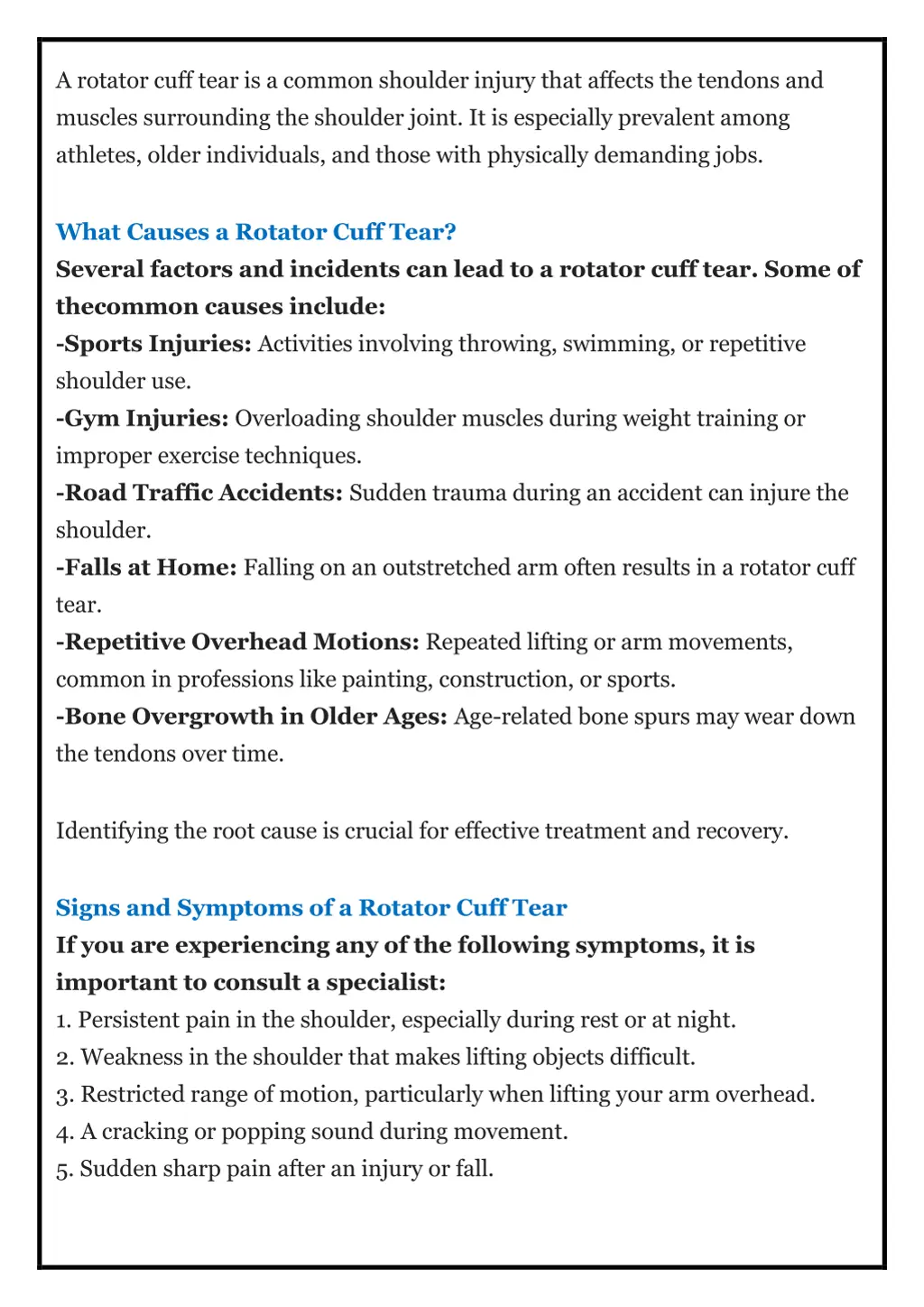 a rotator cuff tear is a common shoulder injury