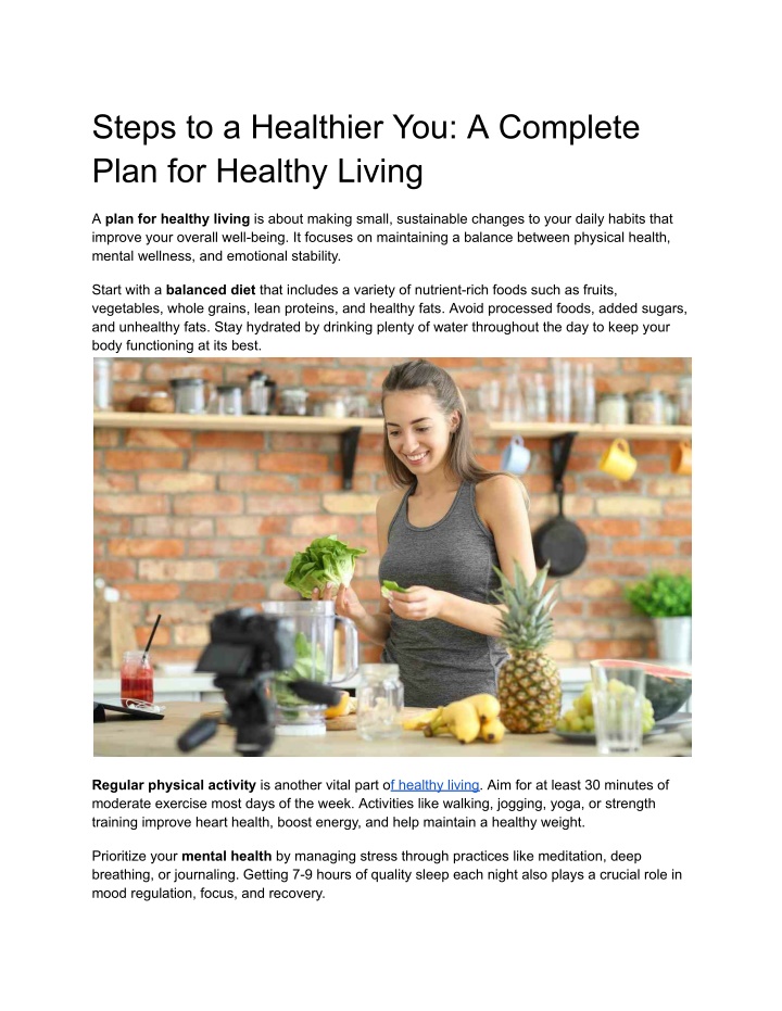 steps to a healthier you a complete plan