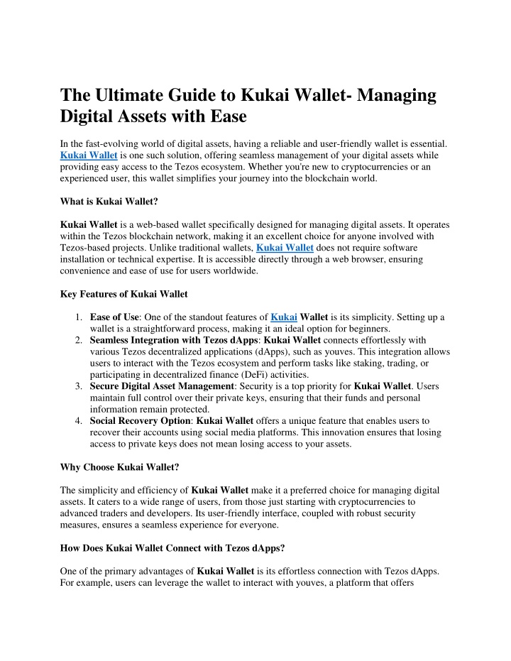 the ultimate guide to kukai wallet managing