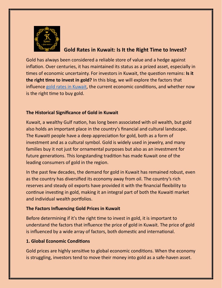 gold rates in kuwait is it the right time