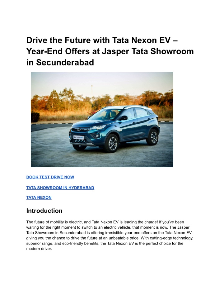 drive the future with tata nexon ev year