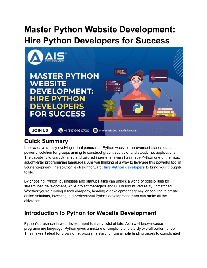 master python website development hire python