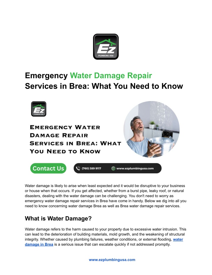 emergency water damage repair services in brea