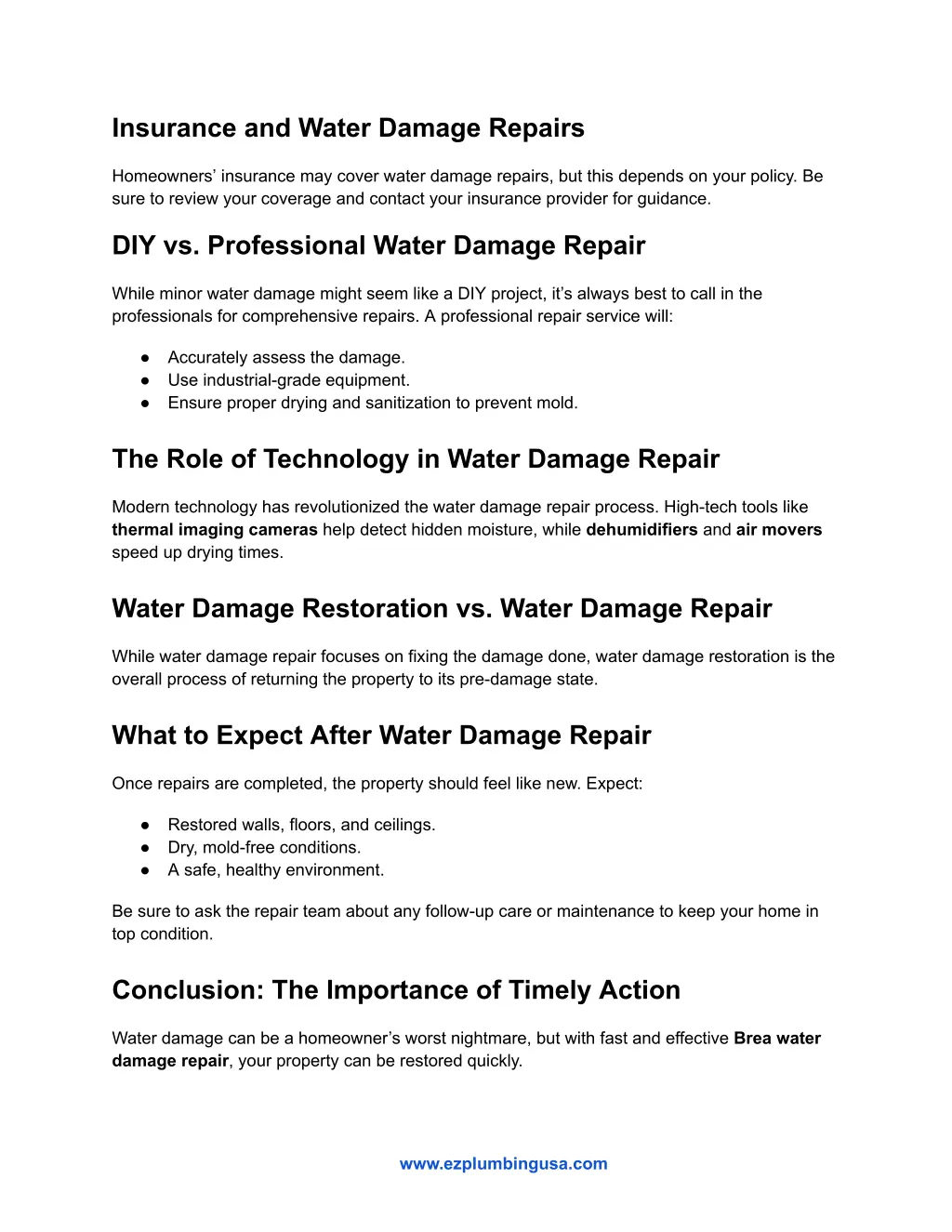 insurance and water damage repairs