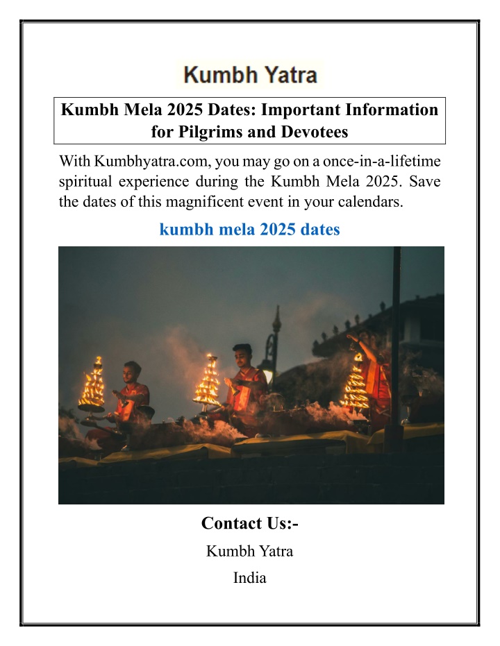 kumbh mela 2025 dates important information