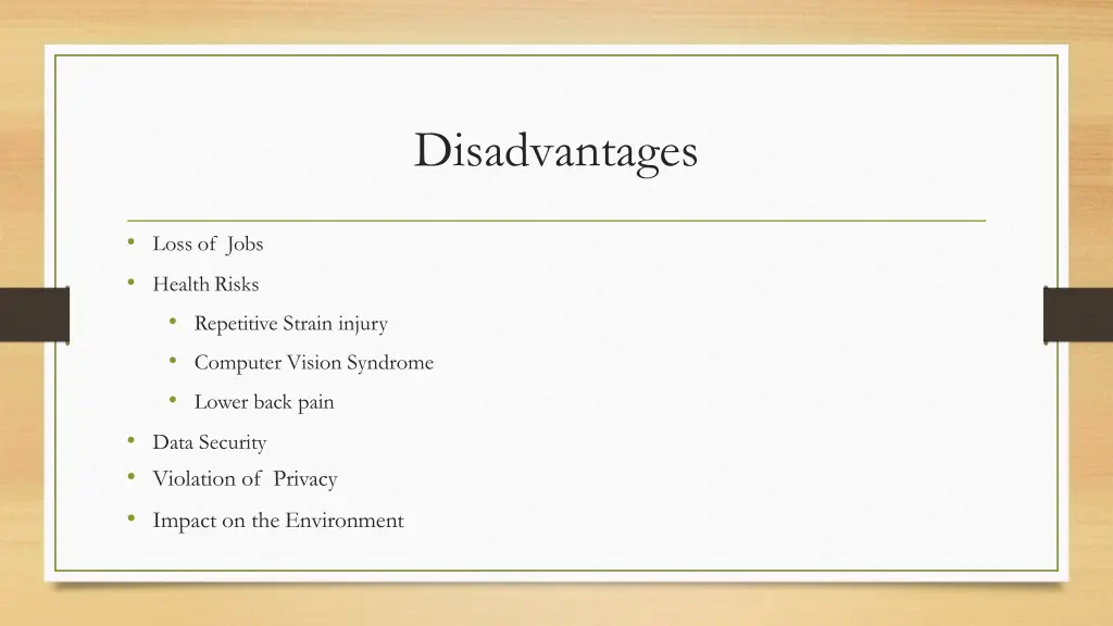 disadvantages