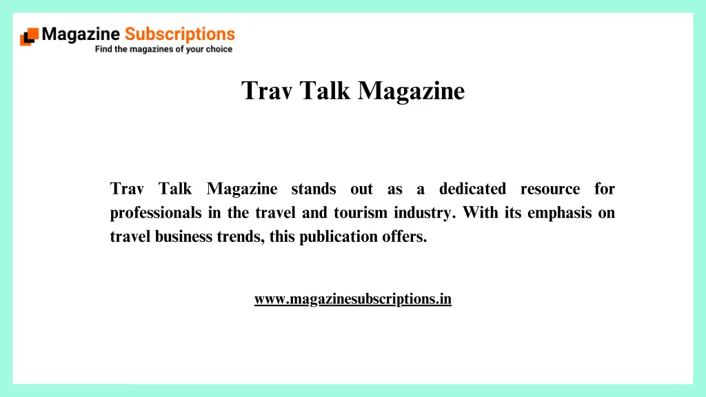 trav talk magazine