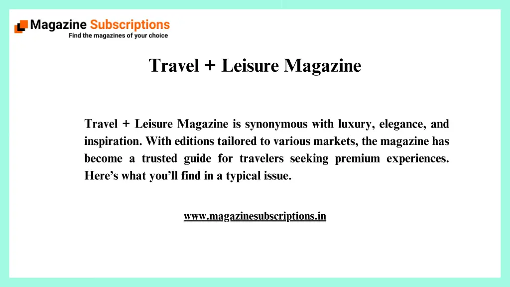 travel leisure magazine