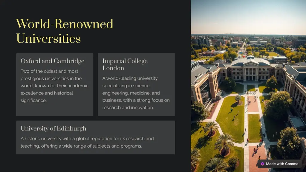 world renowned universities