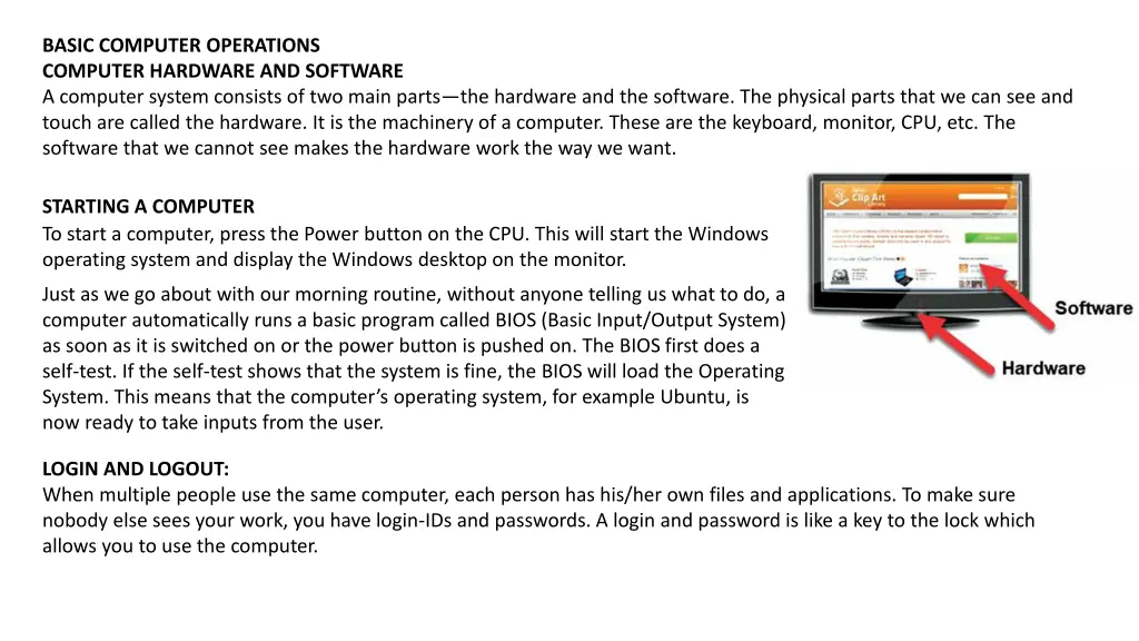 basic computer operations computer hardware
