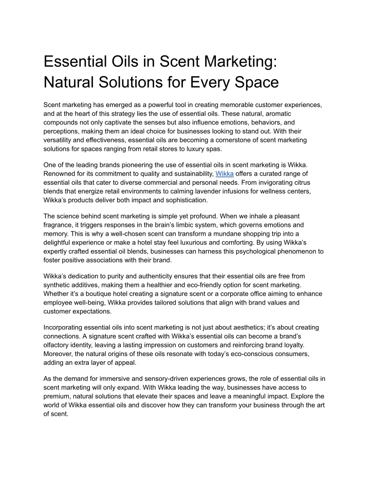 essential oils in scent marketing natural