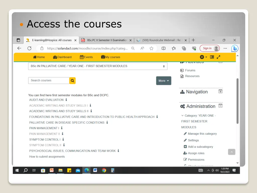 access the courses