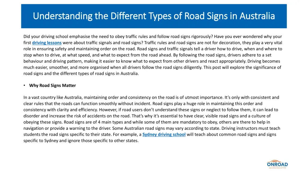 understanding the different types of road signs 1