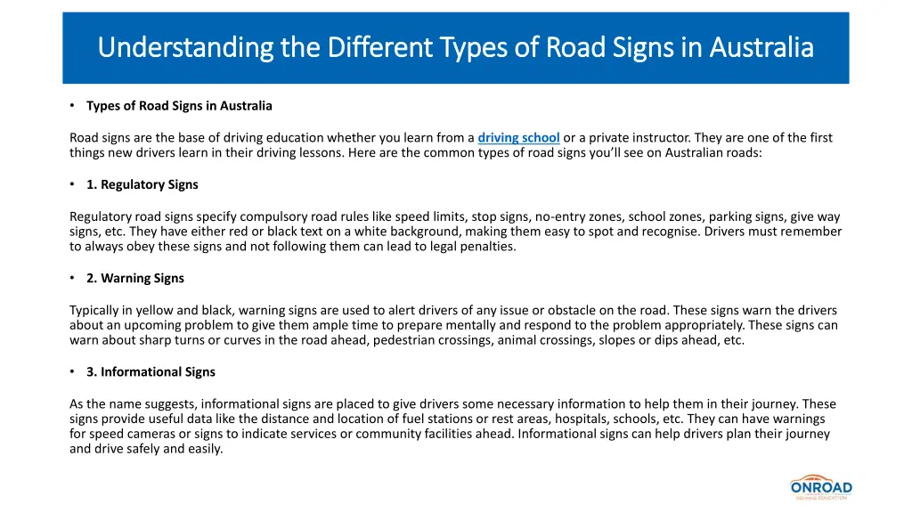 understanding the different types of road signs 2