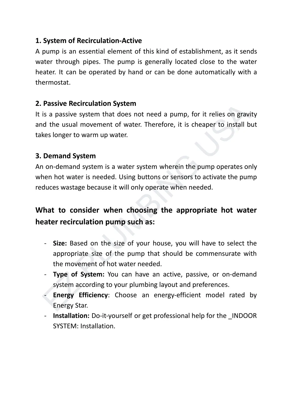 1 system of recirculation active a pump