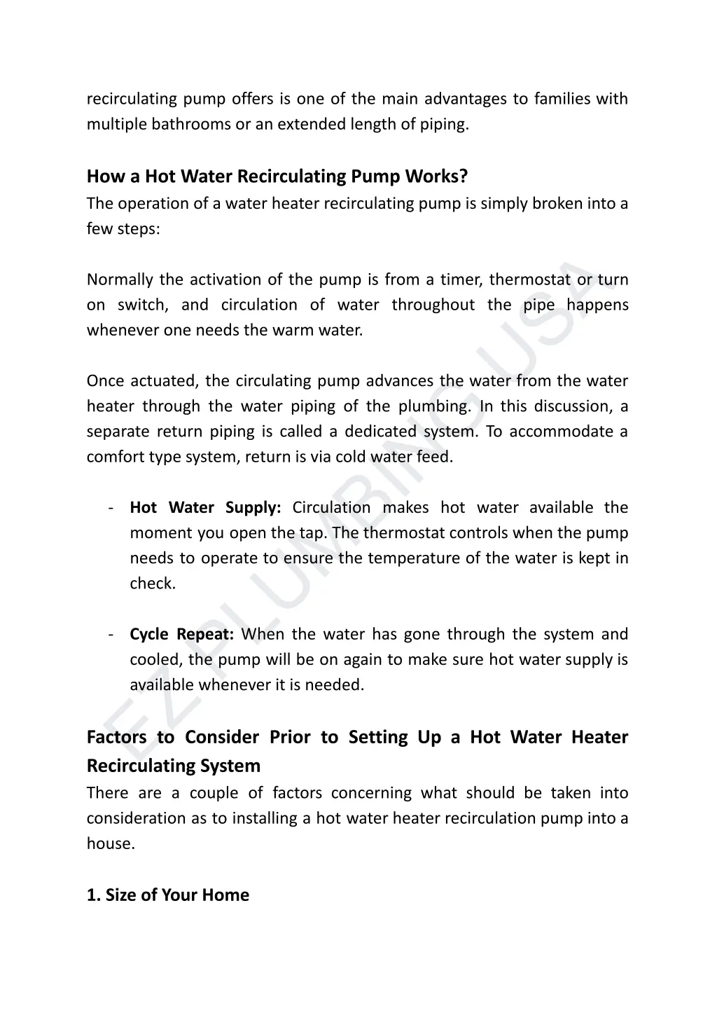 recirculating pump offers is one of the main