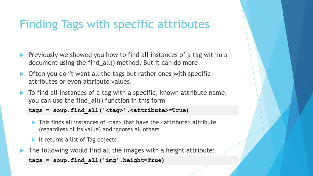 finding tags with specific attributes