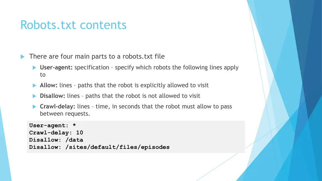 robots txt contents