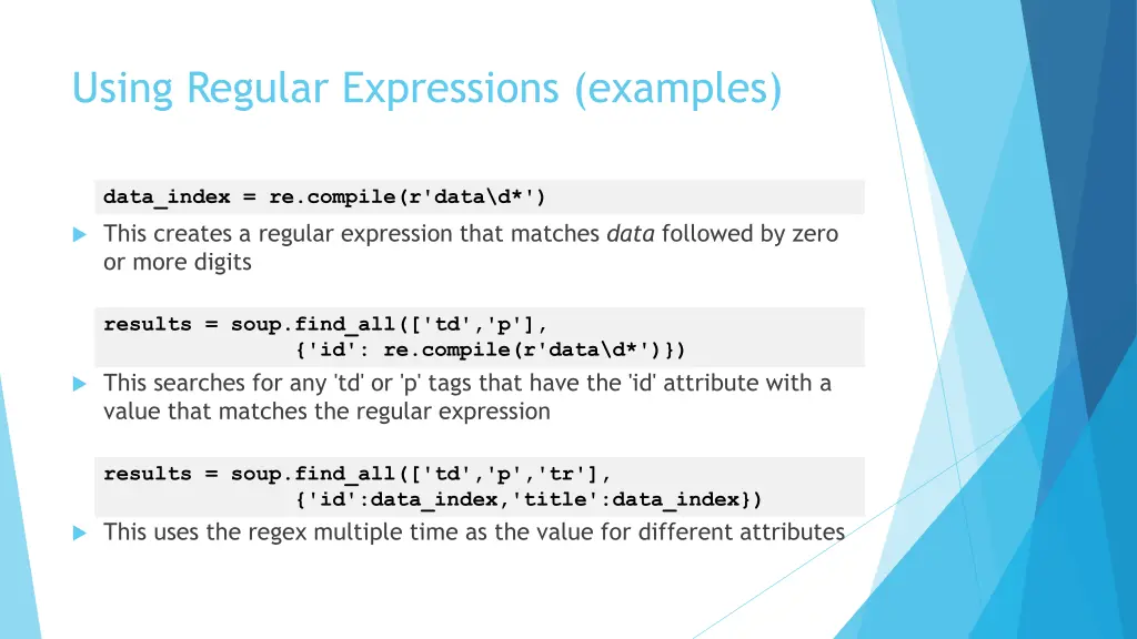 using regular expressions examples