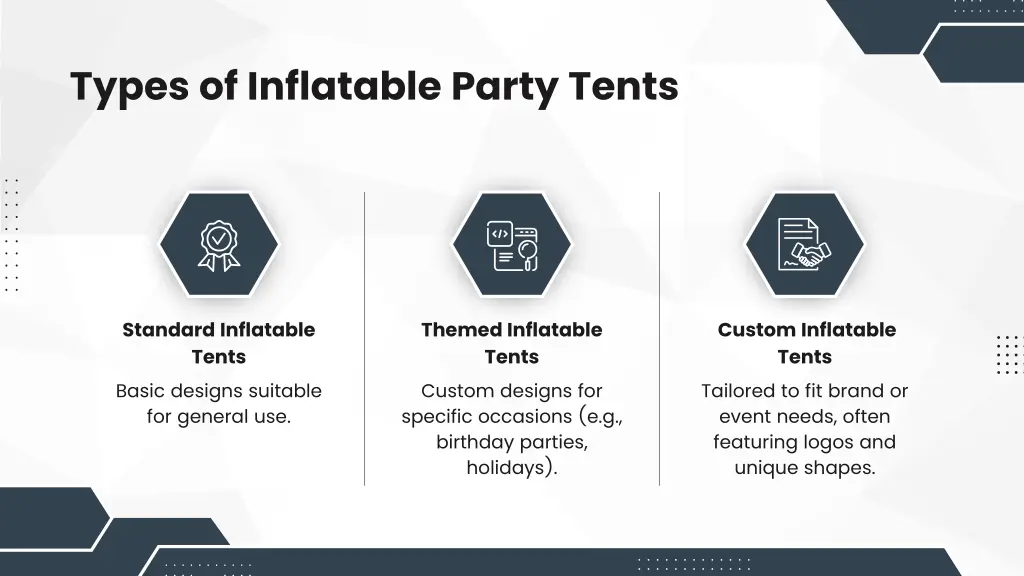 types of inflatable party tents