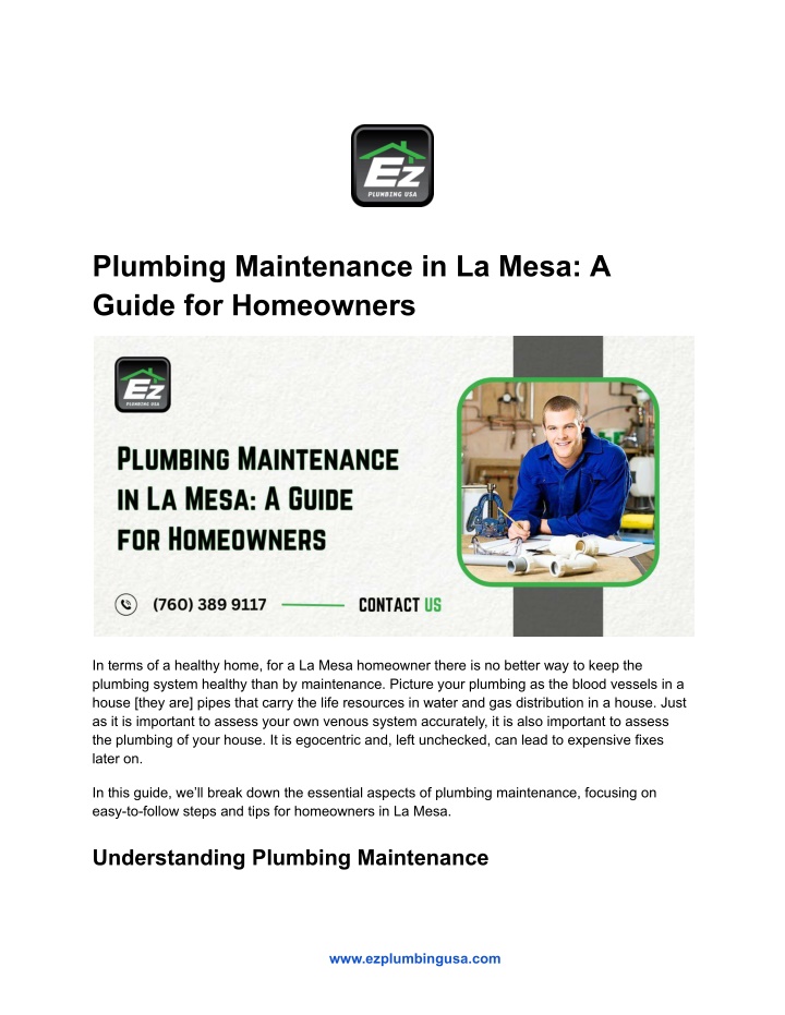 plumbing maintenance in la mesa a guide