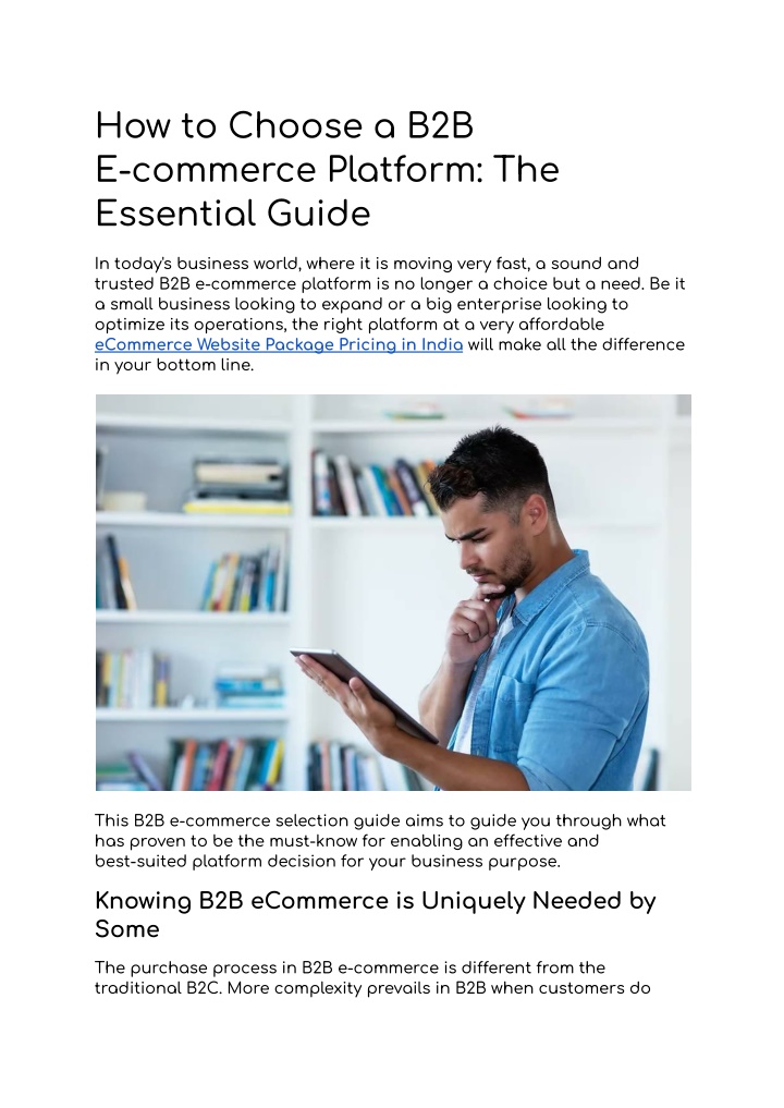 how to choose a b2b e commerce platform