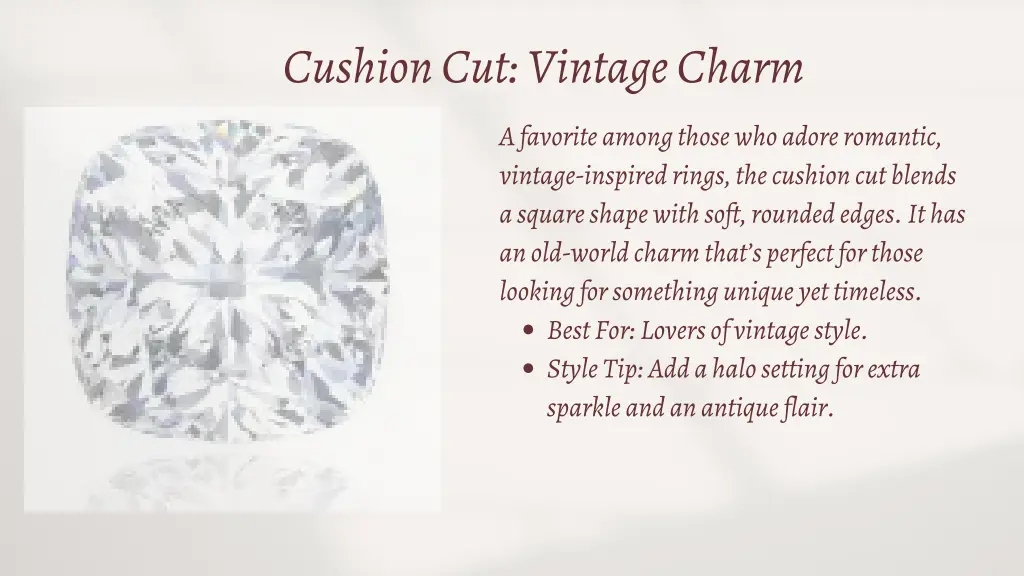 cushion cut vintage charm