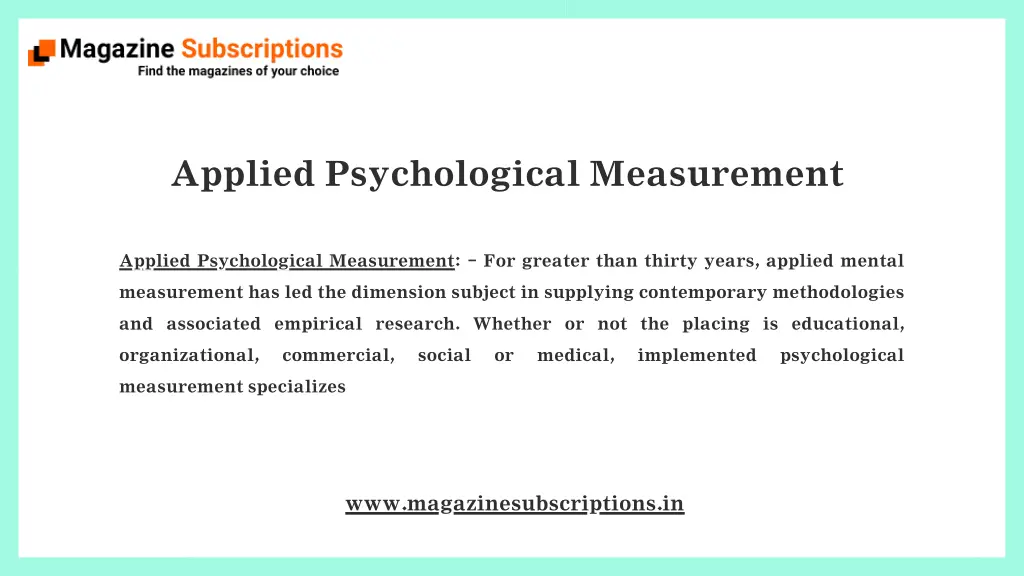 applied psychological measurement