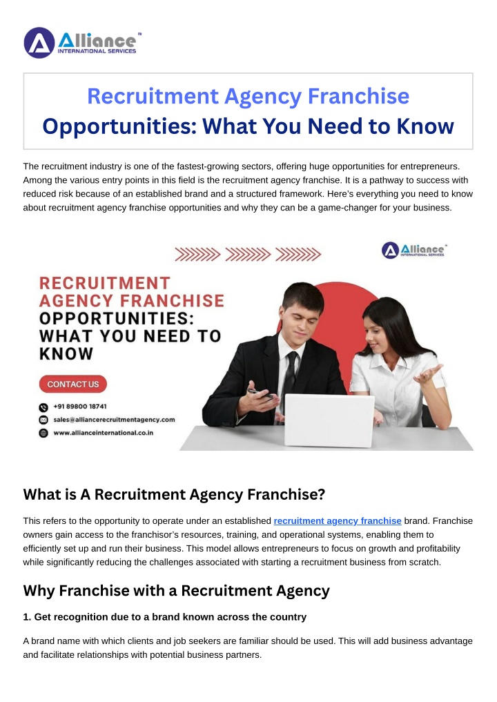 recruitment agency franchise opportunities what