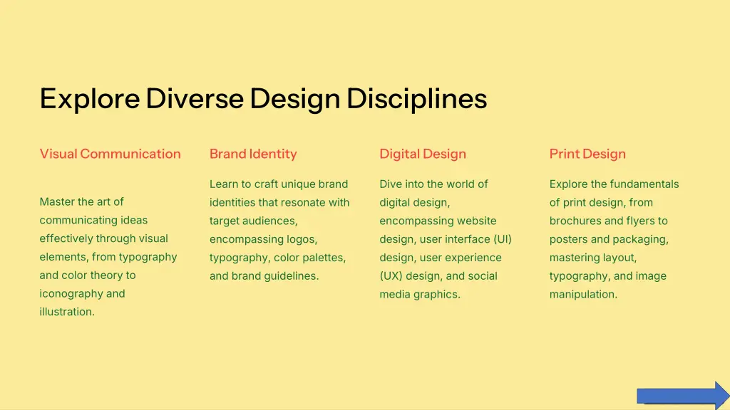 explore diverse design disciplines