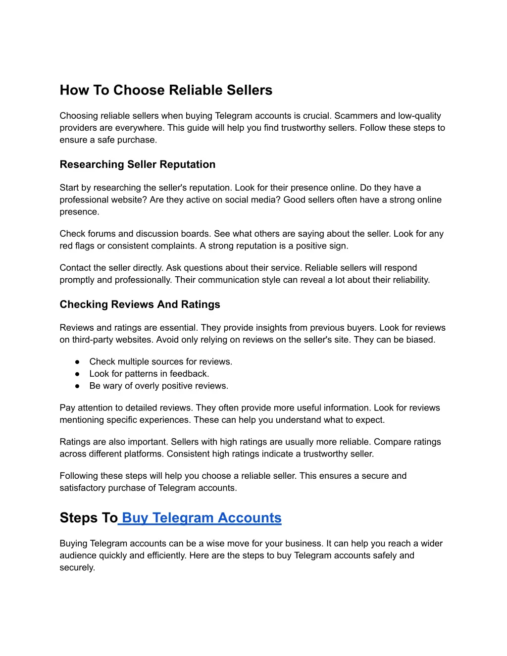 how to choose reliable sellers