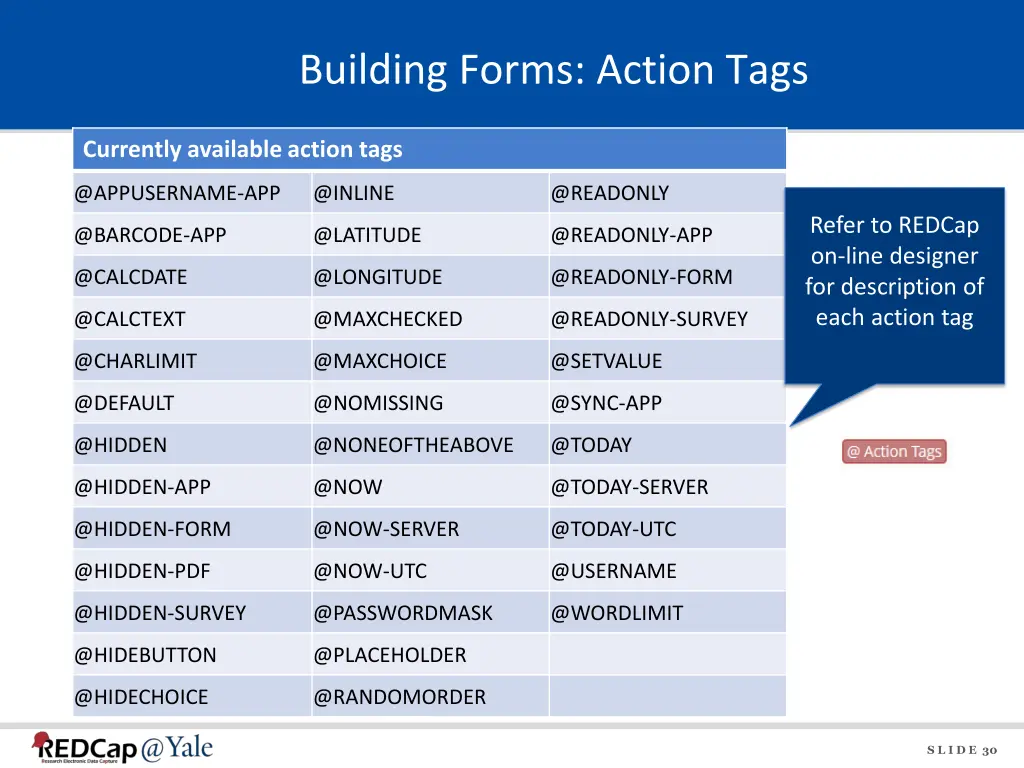 building forms action tags 1