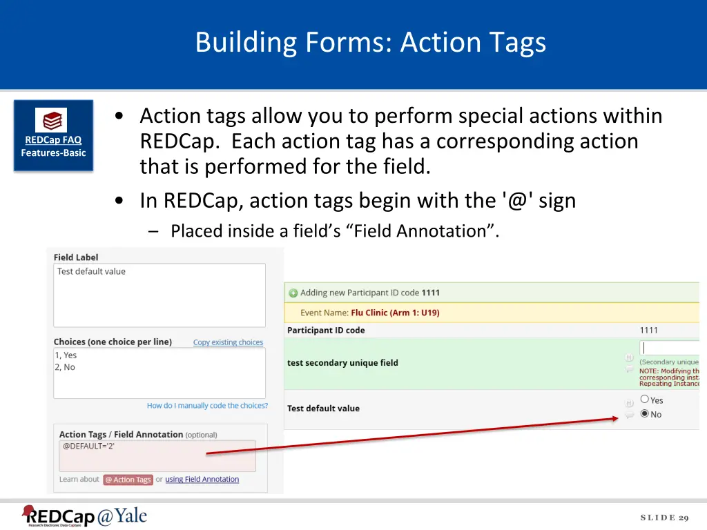 building forms action tags