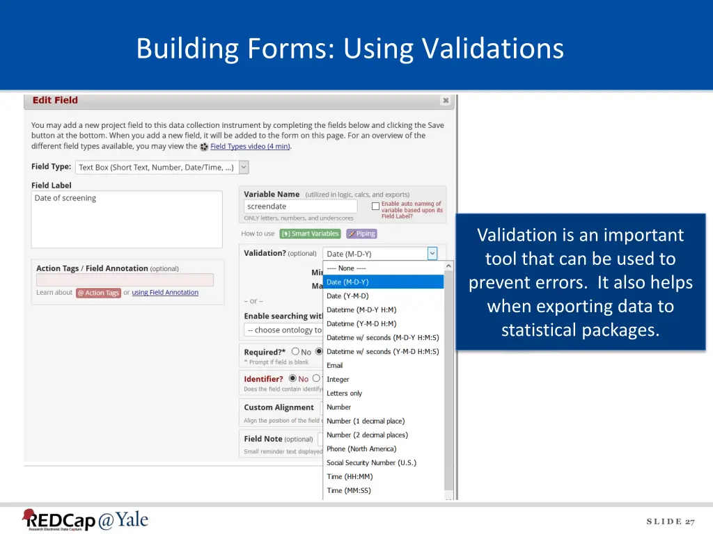 building forms using validations