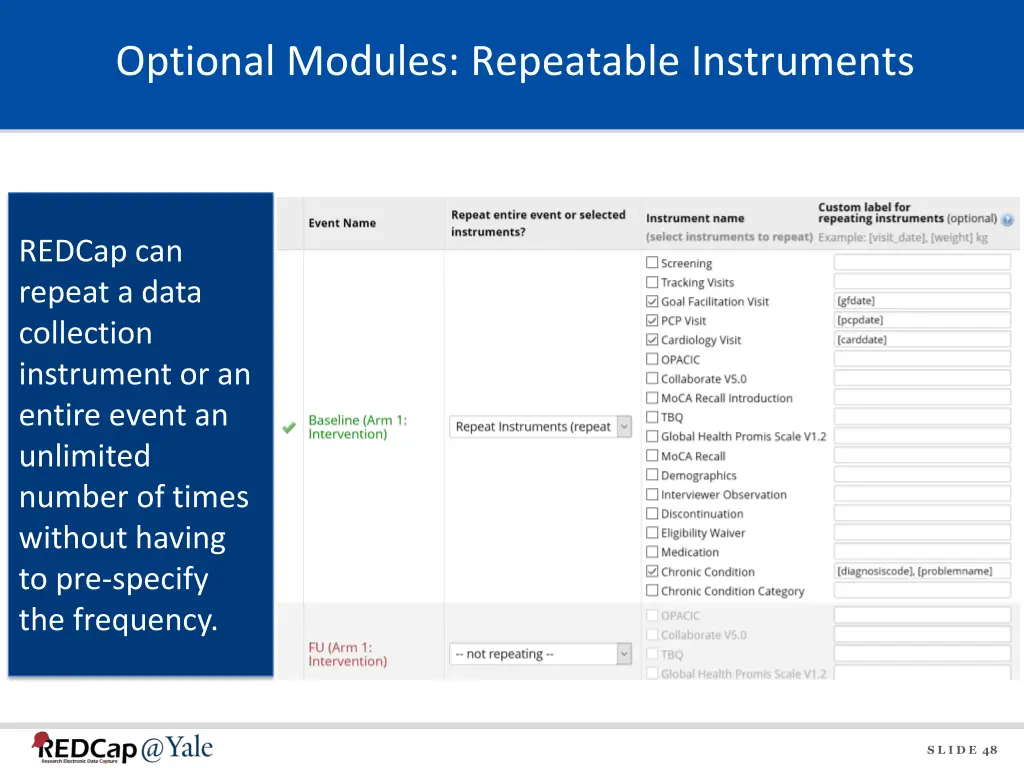 optional modules repeatable instruments